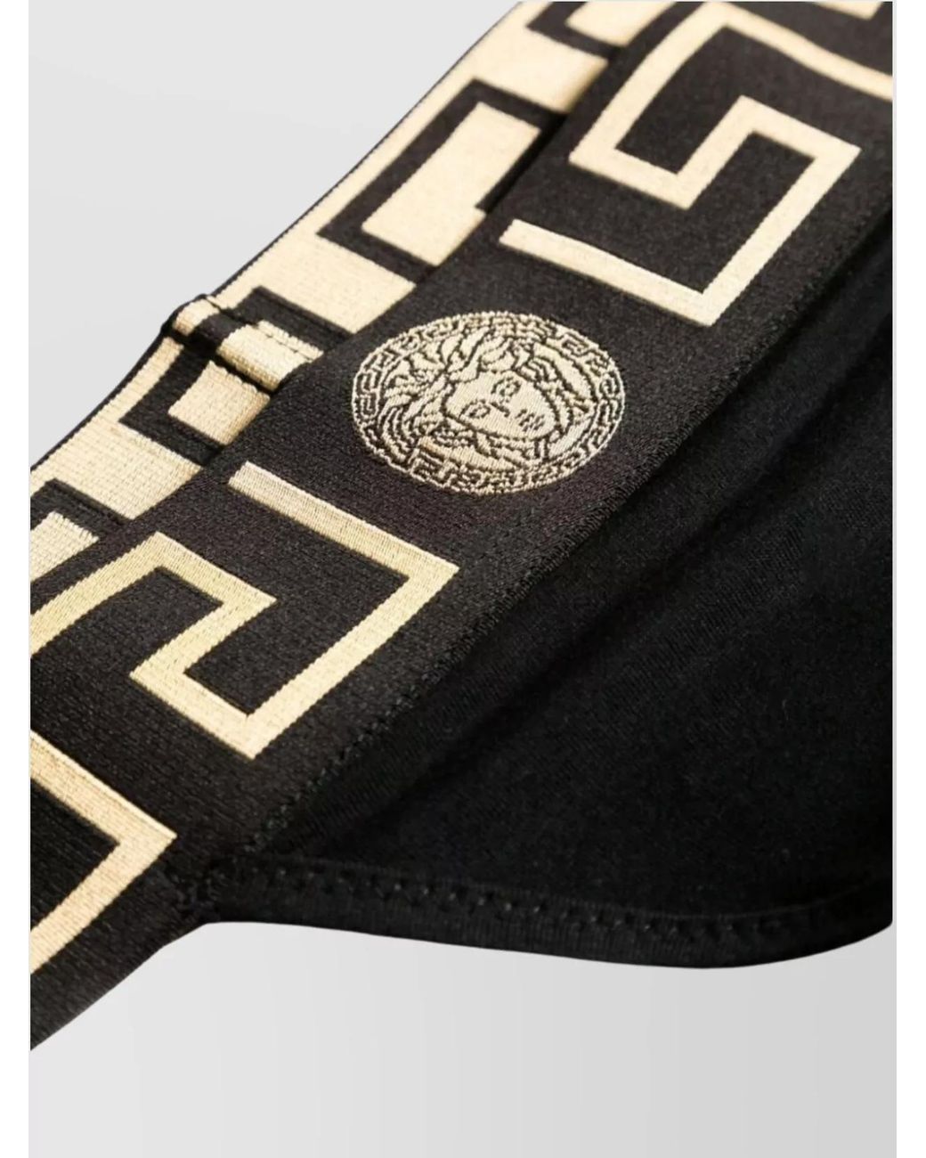 Versace Black Stretch Lingerie With Greca Motif Detail