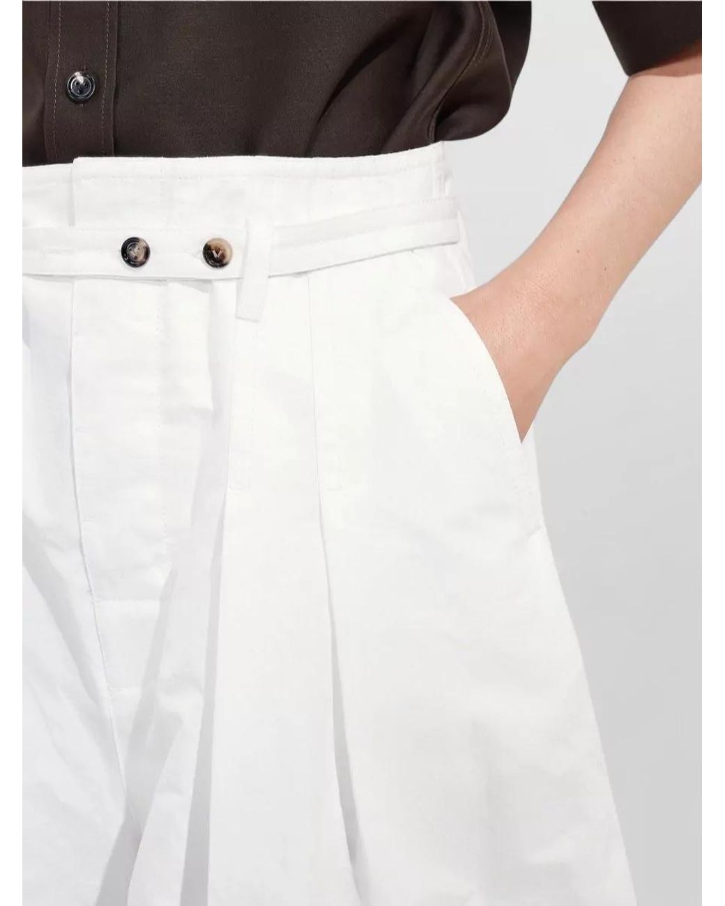 Bottega Veneta White Cotton Wide-Leg Culottes