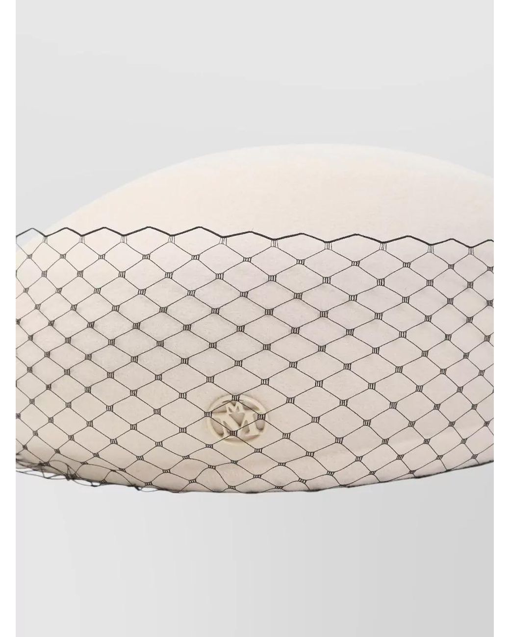Maison Michel Natural Wool Veil Pillbox Hat
