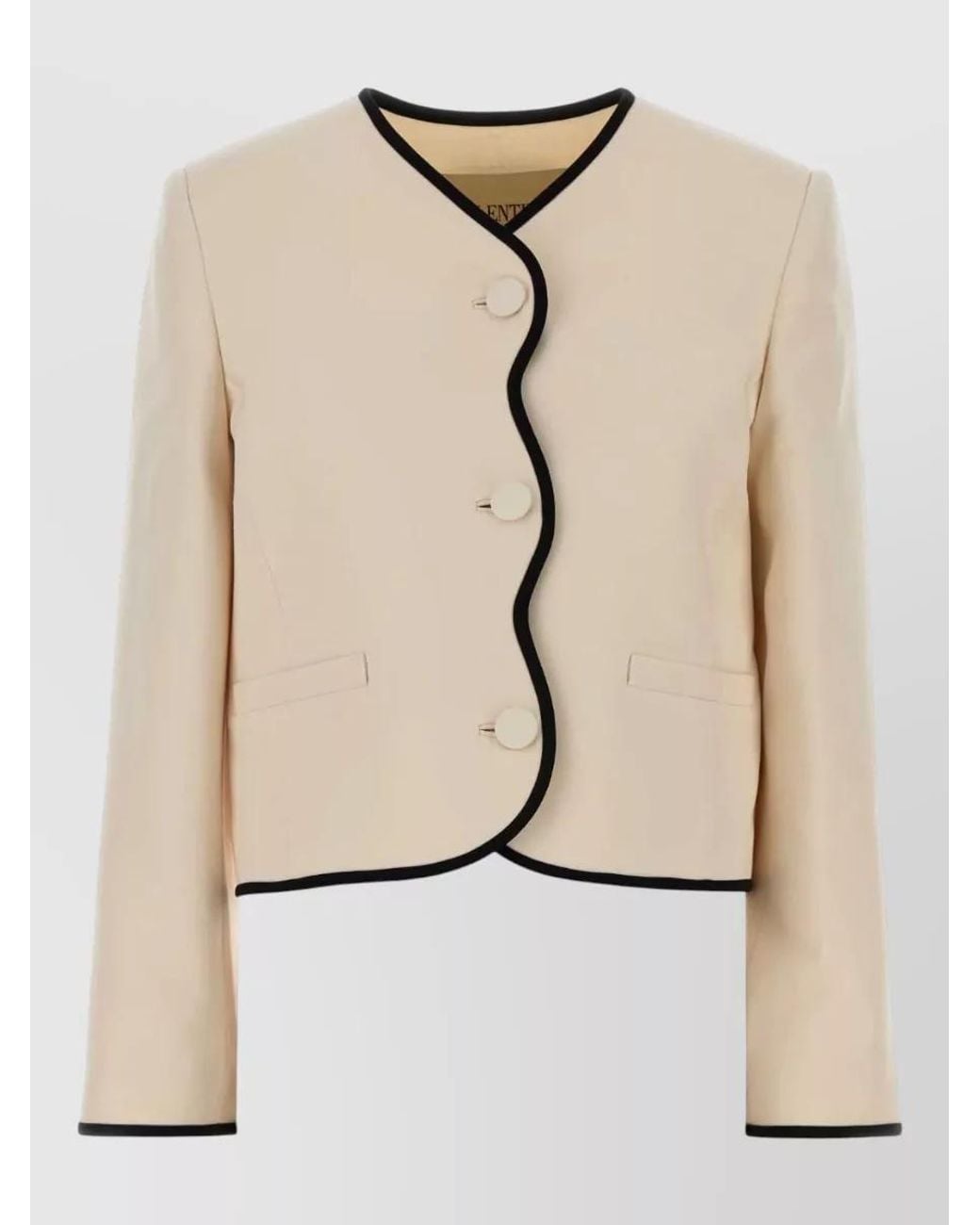 Valentino Garavani Natural Silk Wool Single-Breasted Jacket