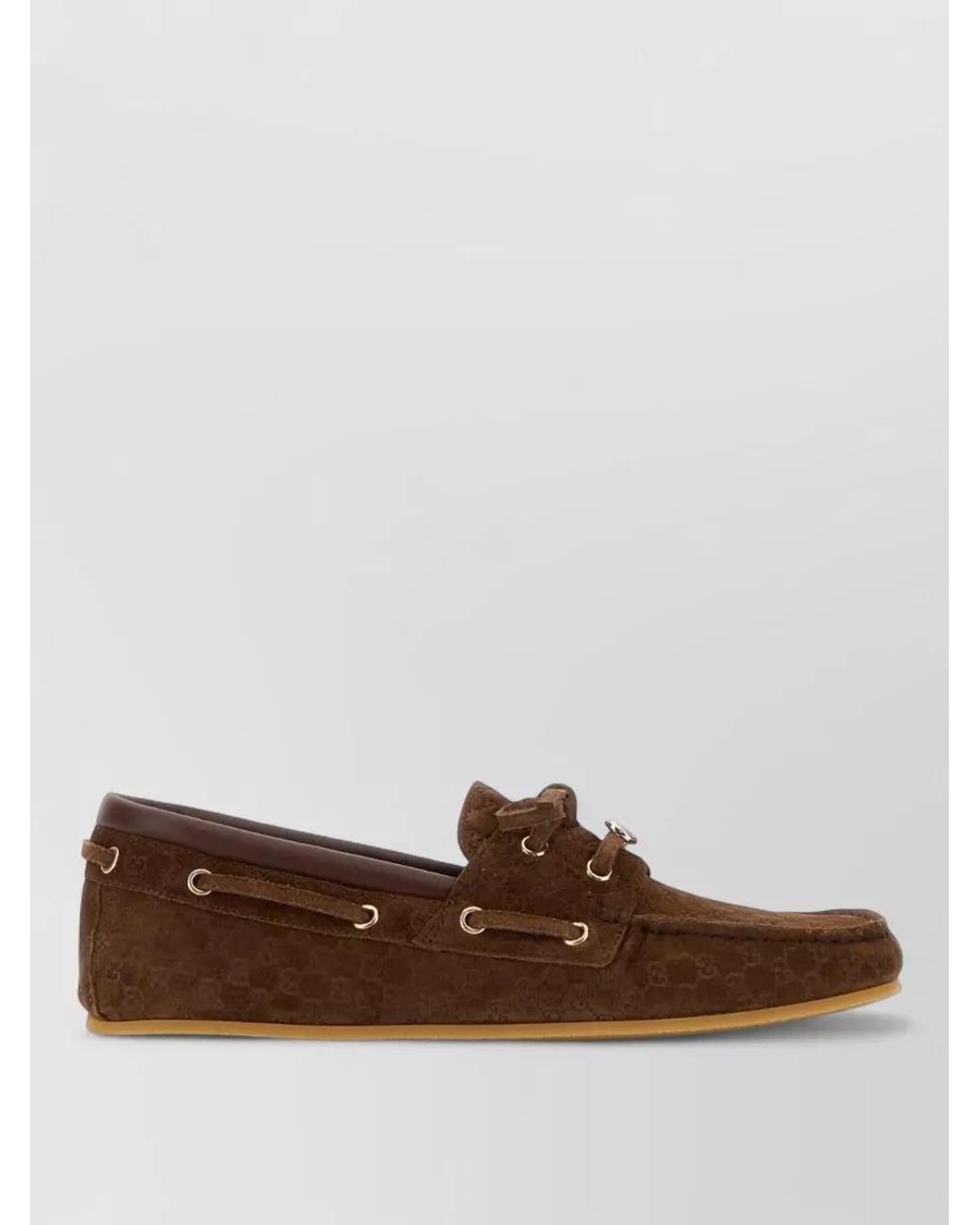 Gucci Brown Suede Lace-Up Loafers