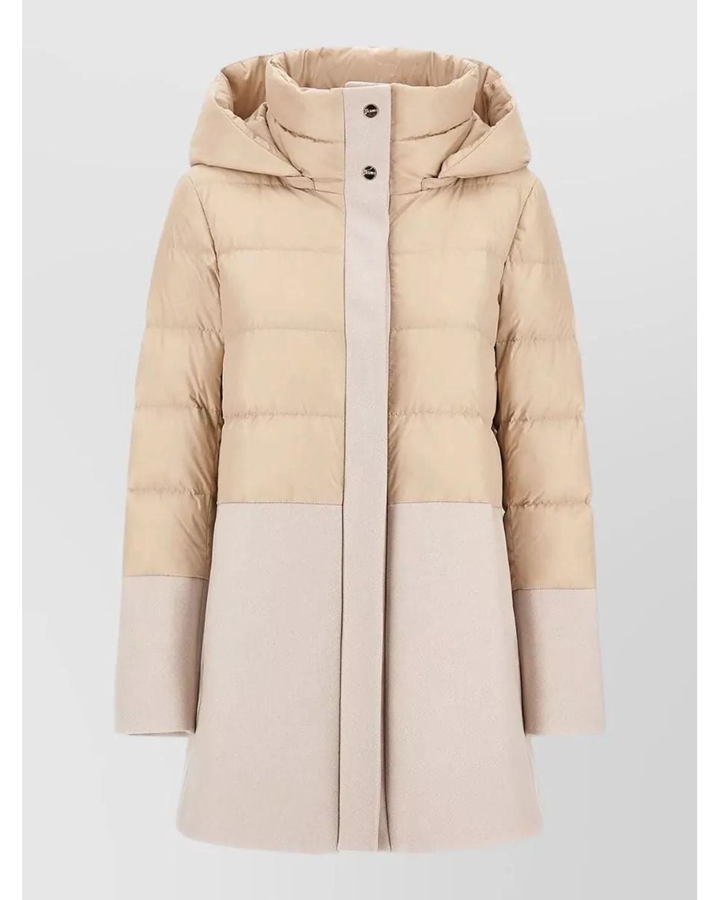 Herno Natural Quilted Paneled Parka Coat