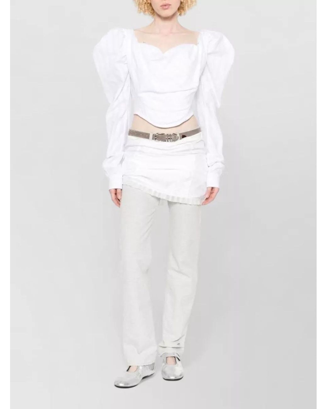 Vivienne Westwood White Sweetheart Neck Puff Sleeve Blouse