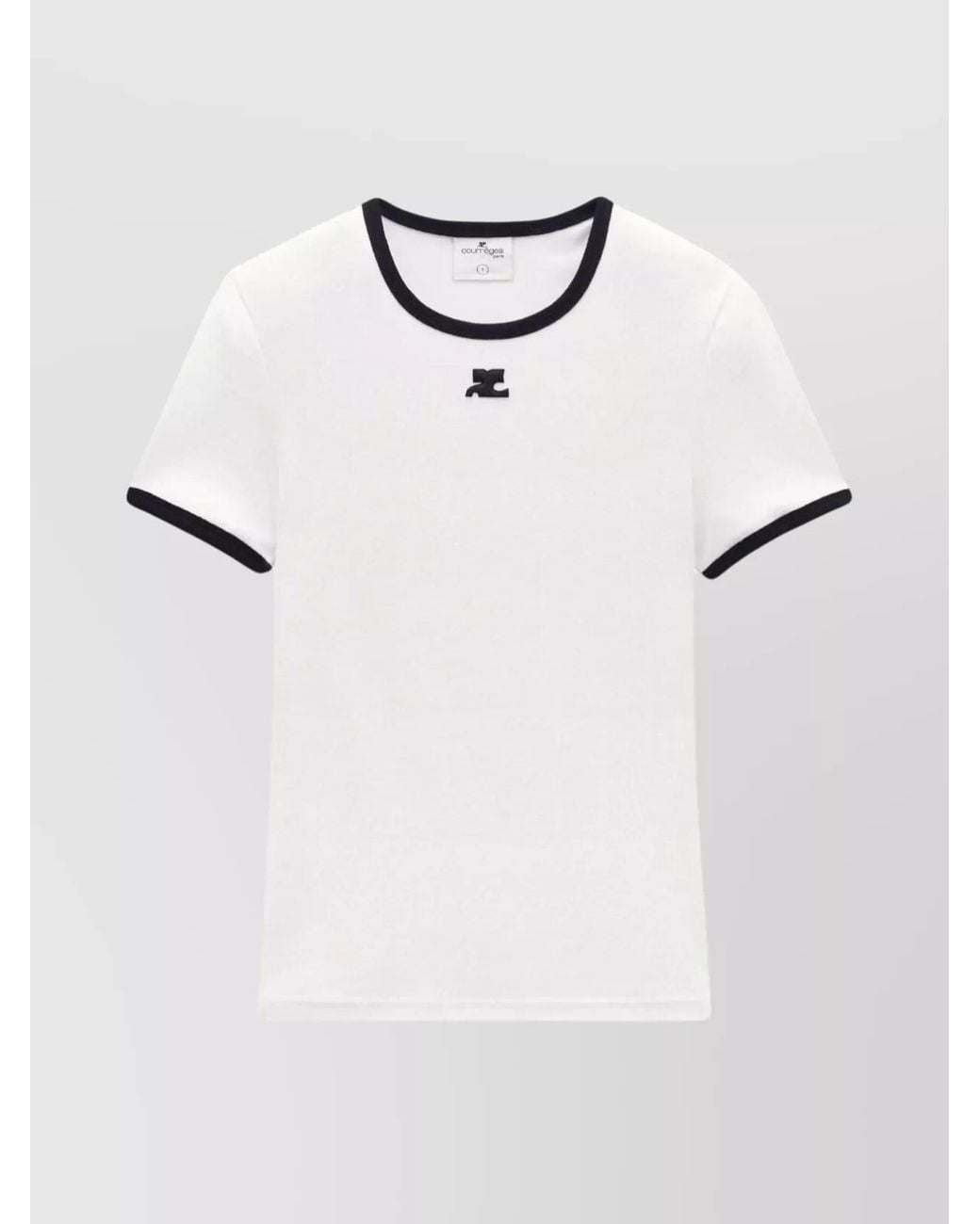 Courreges White Cotton Logo-Embellished Contrast-Trim Short-Sleeve T-Shirt
