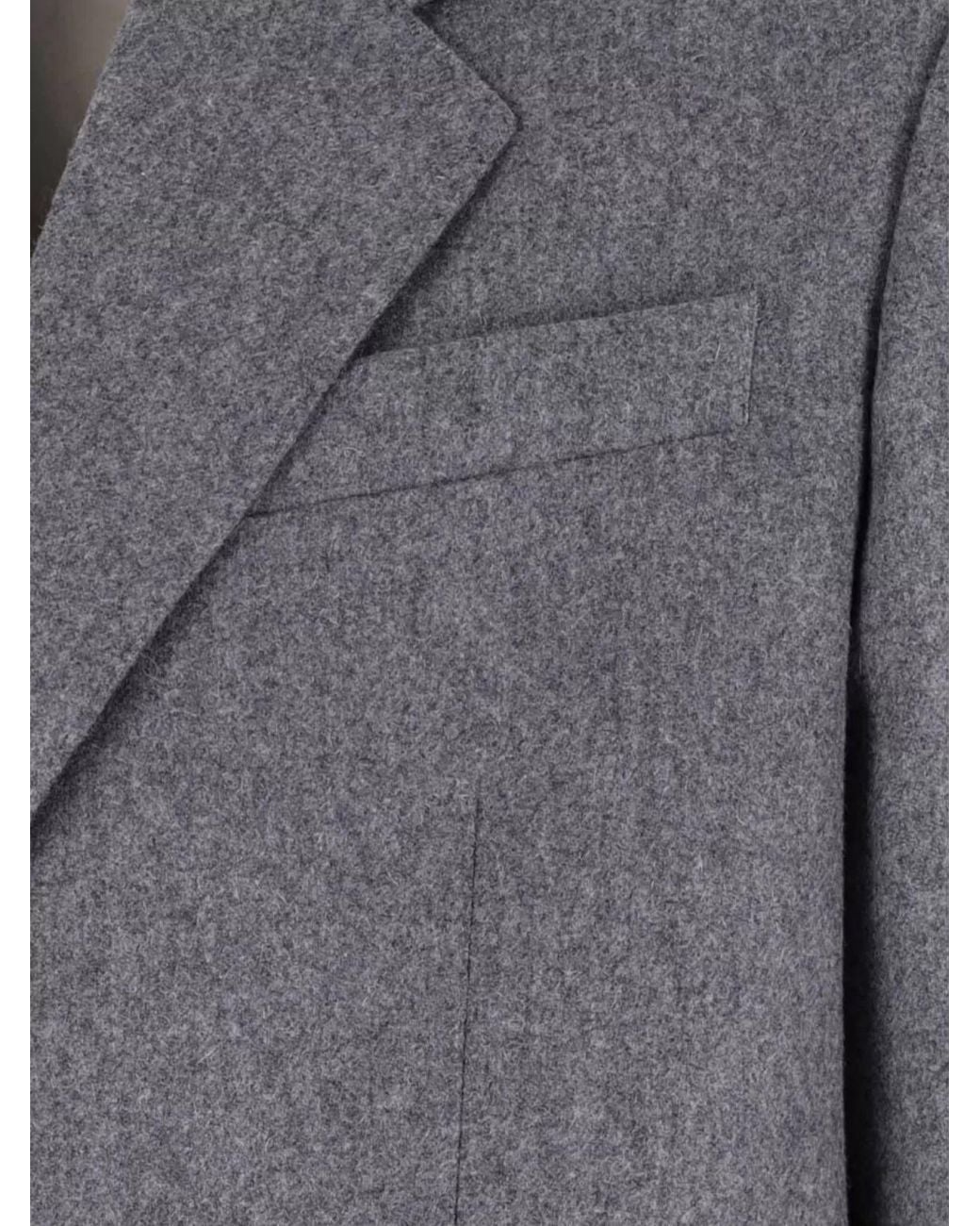 AMI Gray Virgin Wool Double-Breasted Blazer for men