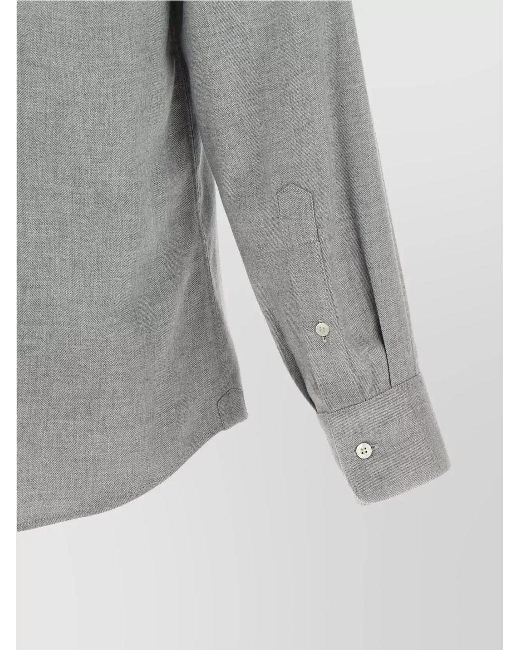Brunello Cucinelli Gray Long Sleeve Button-Down Collar Cotton Shirt for men