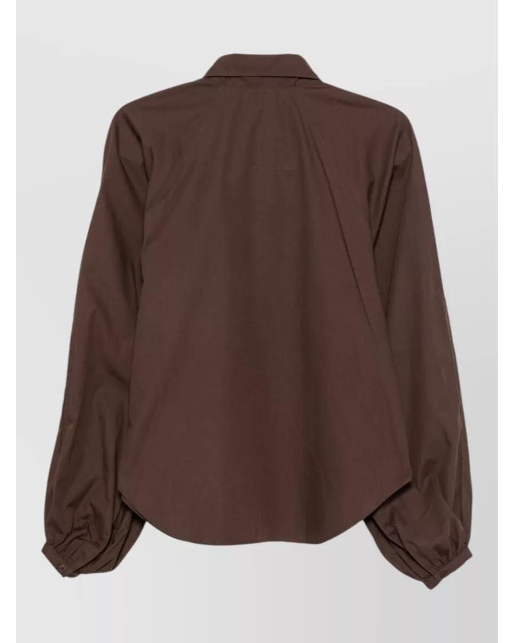 Closed Brown Cotton Balloon-Sleeve Shirt