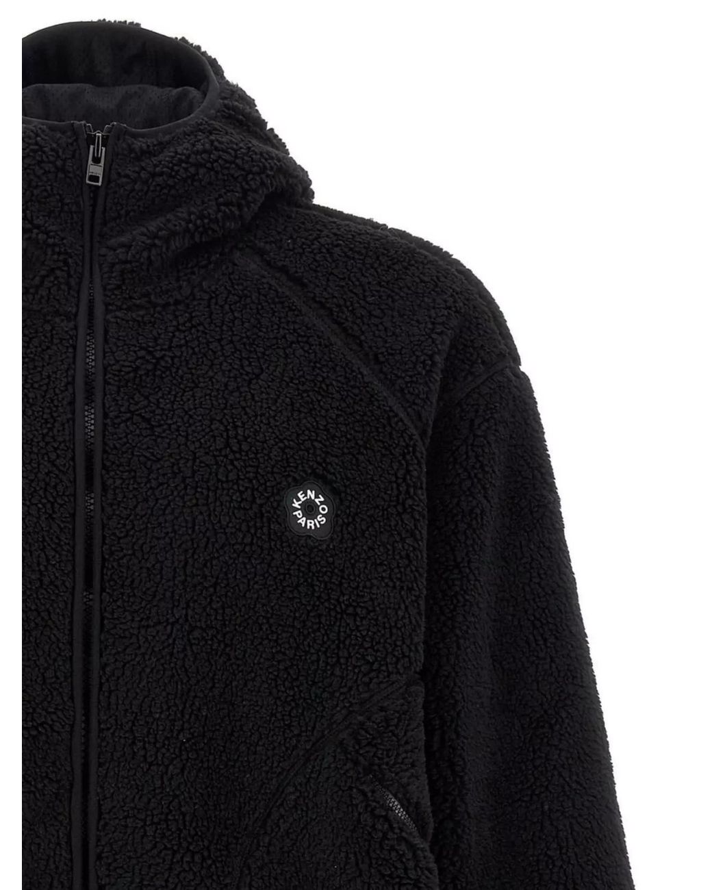KENZO Black Fleece Zip-Up Hoodie for men