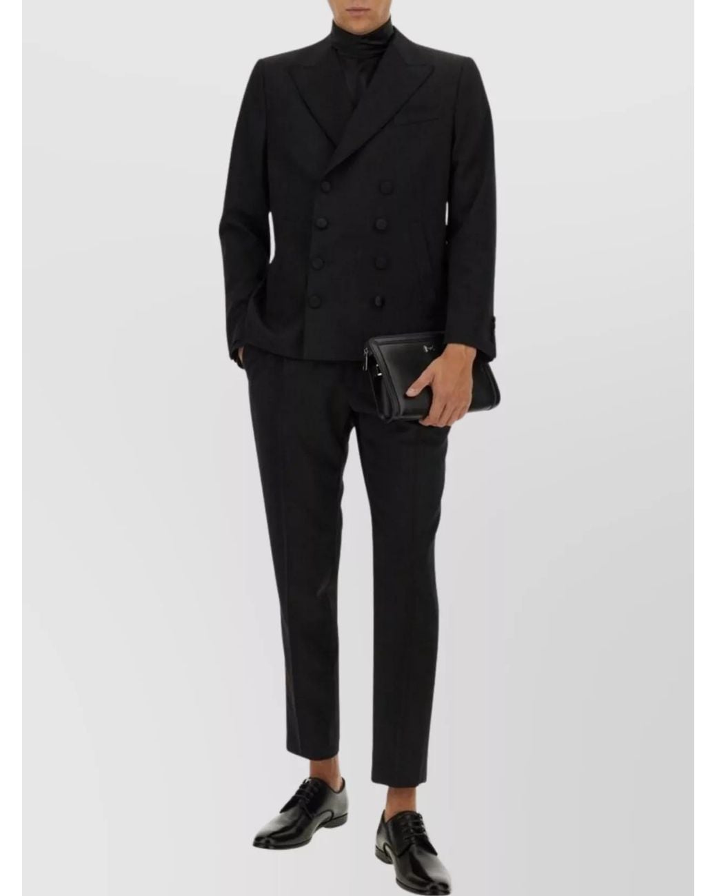 Dolce & Gabbana Black Virgin Wool Double-Breasted Suit Jacket for men