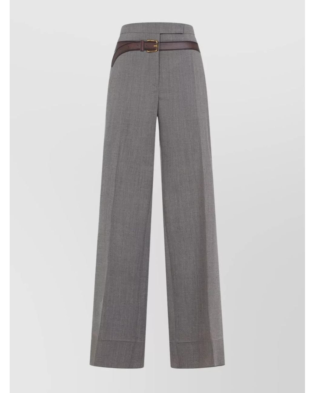 Prada Gray High-Rise Wide-Leg Trousers