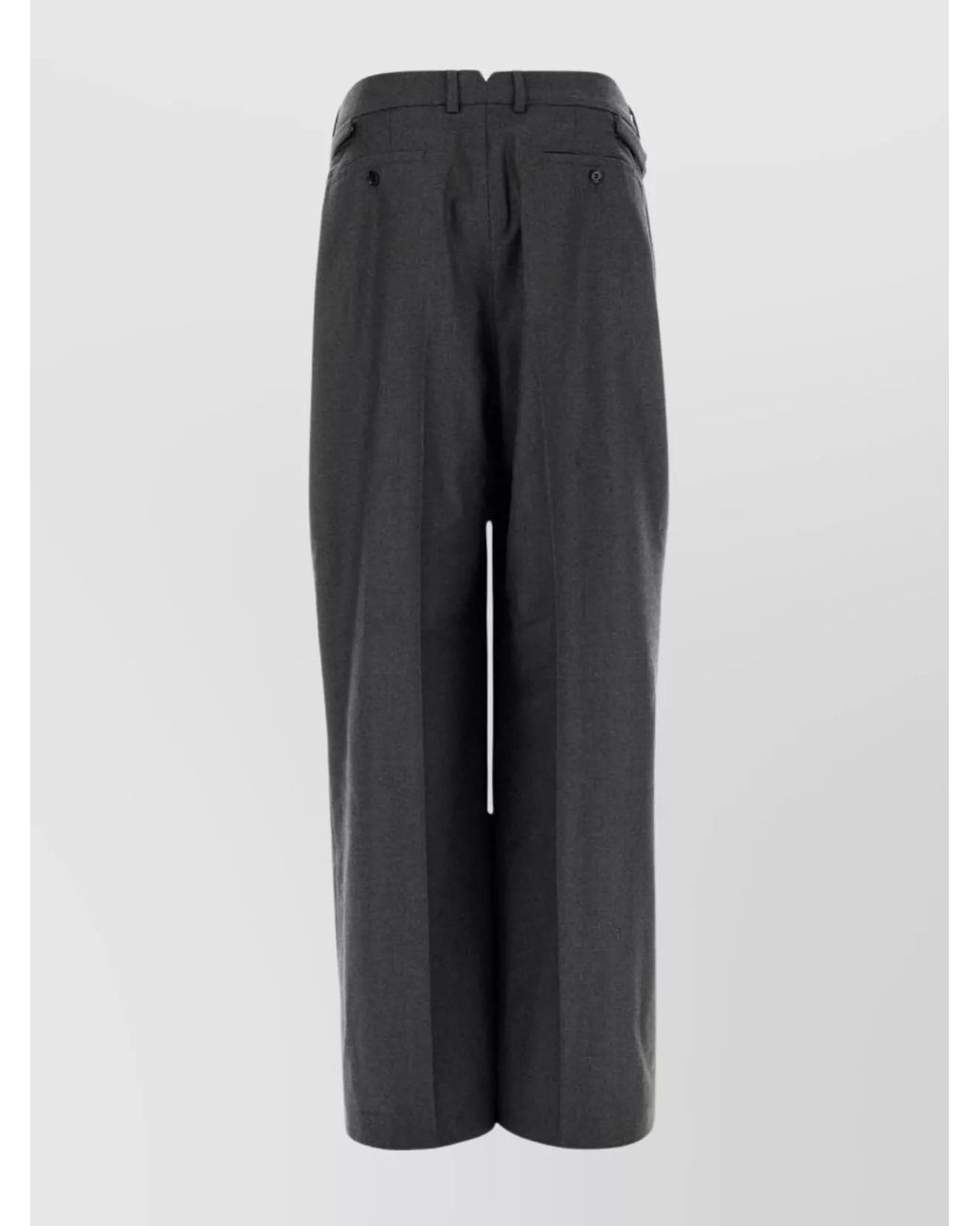 AMI Gray Wide Leg Wool Trousers With Pleated Front for men