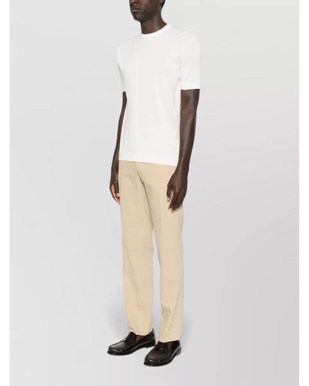 Lardini White Fine-Knit Cotton Crew-Neck T-Shirt for men