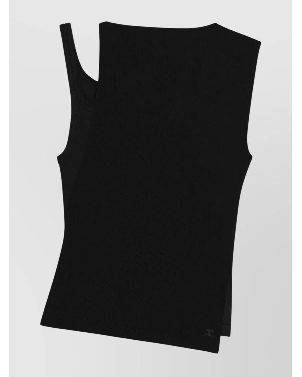 Courreges Black Ribbed Asymmetric Sleeveless Top