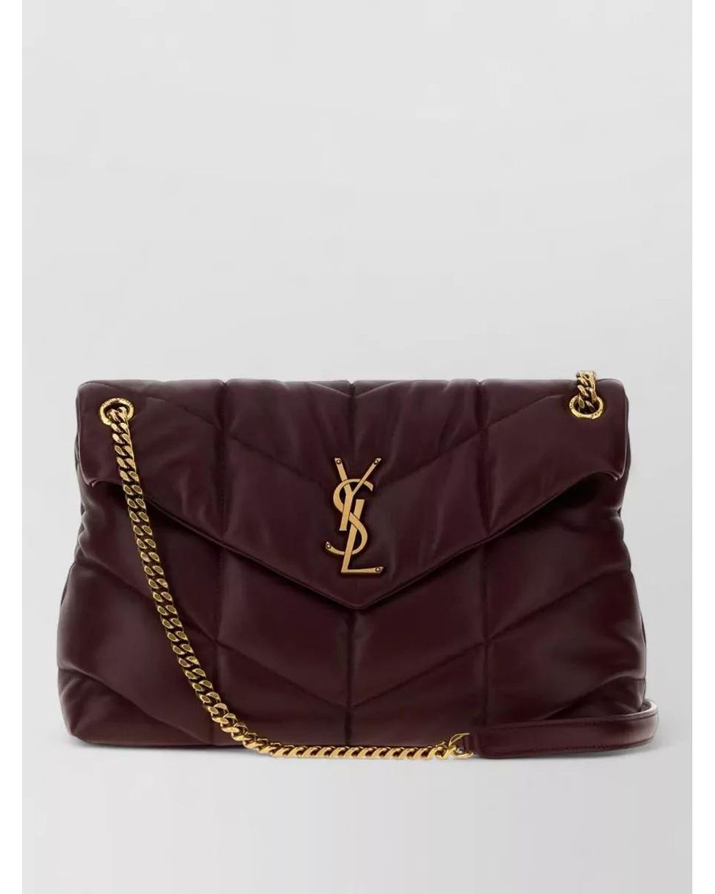 Saint Laurent Purple Loulou Medium Leather Clutch Bag