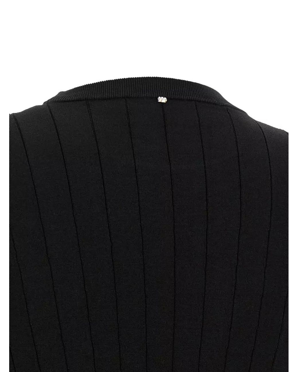 Sportmax Black Fine-Knit Jacquard Mini Dress