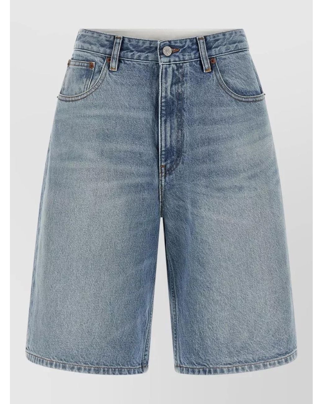 MM6 by Maison Margiela Blue Denim Wide-Leg Knee-Length Bermuda Shorts