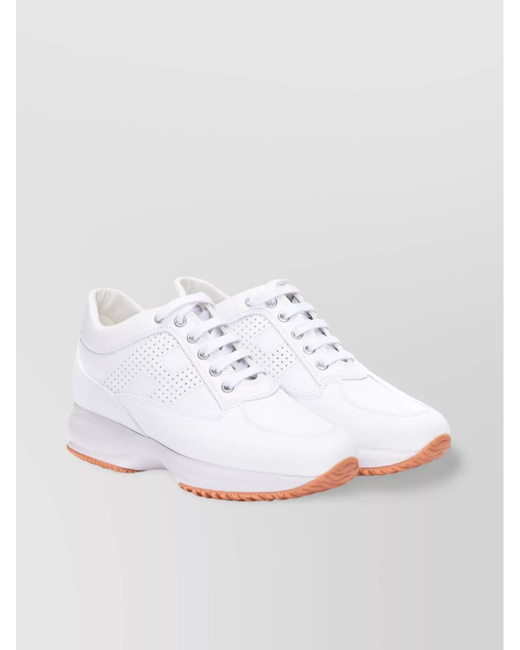 Hogan White Low Top Leather Perforated Sneakers