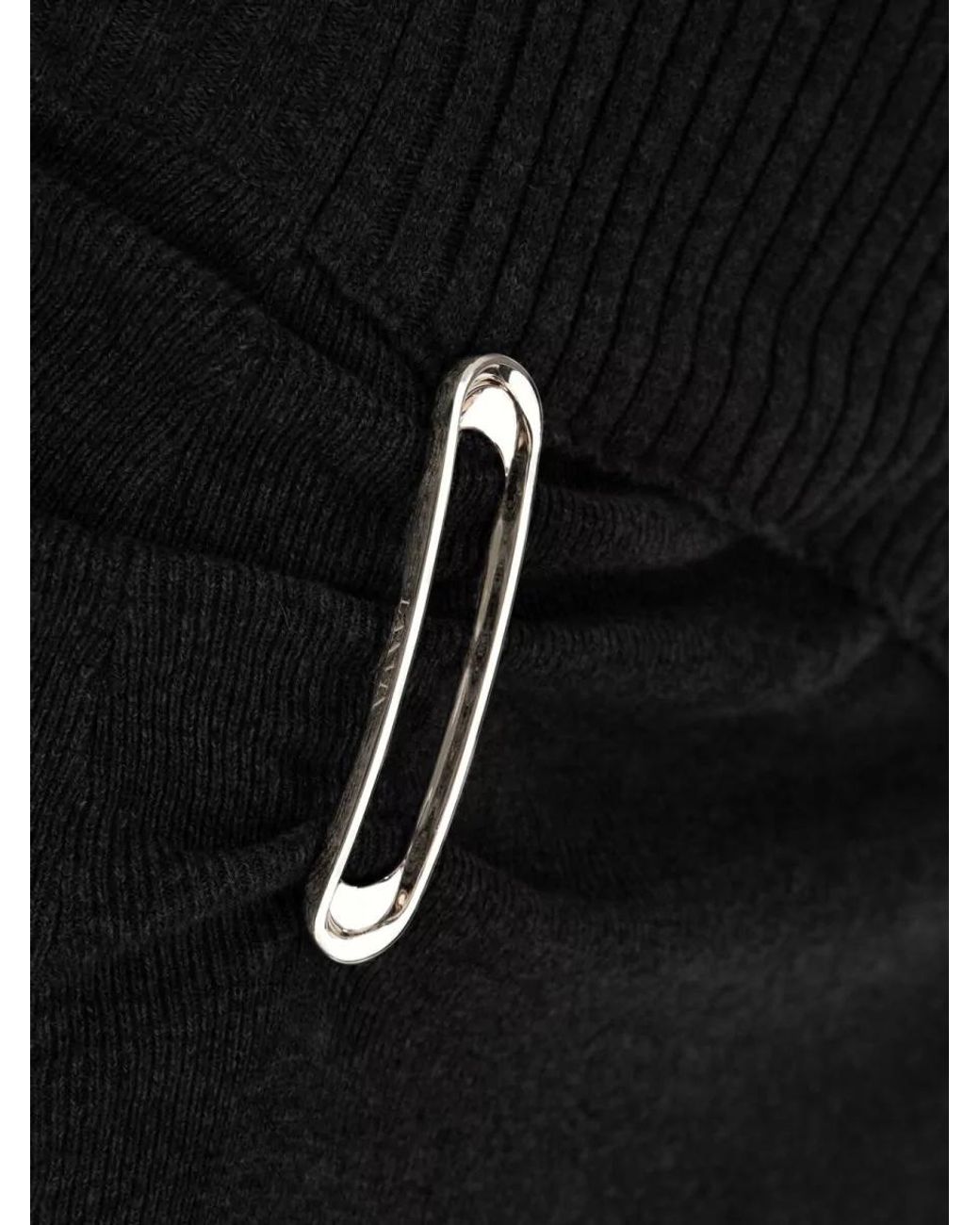 Lanvin Black Cashmere Knit Knee-Length Dress