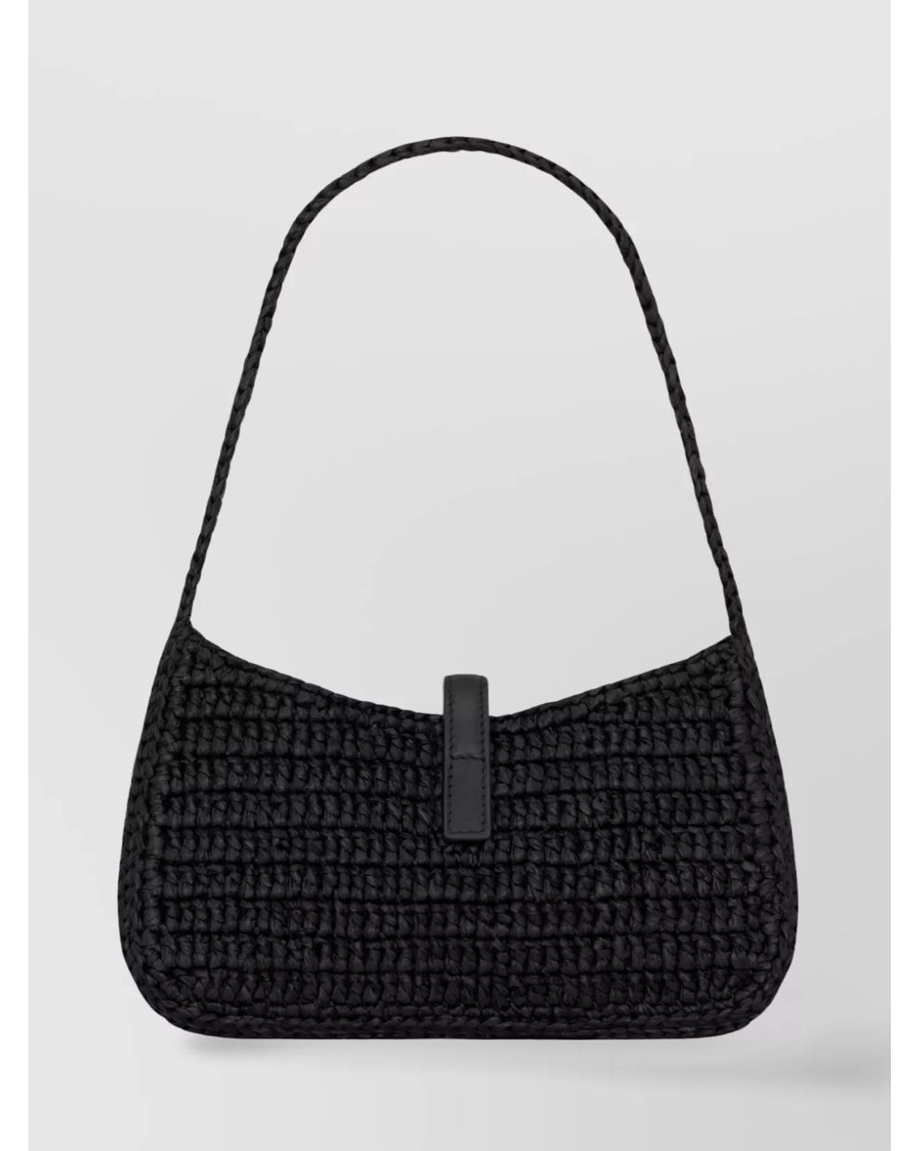 Saint Laurent Black Le 5 À 7 Mini Raffia Shoulder Bag
