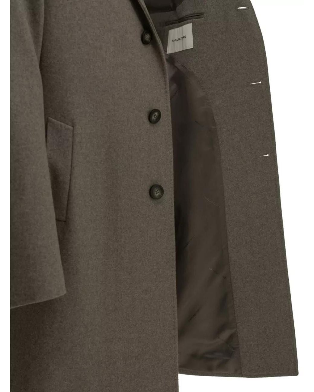 Tagliatore Gray Virgin Wool Long Coat for men