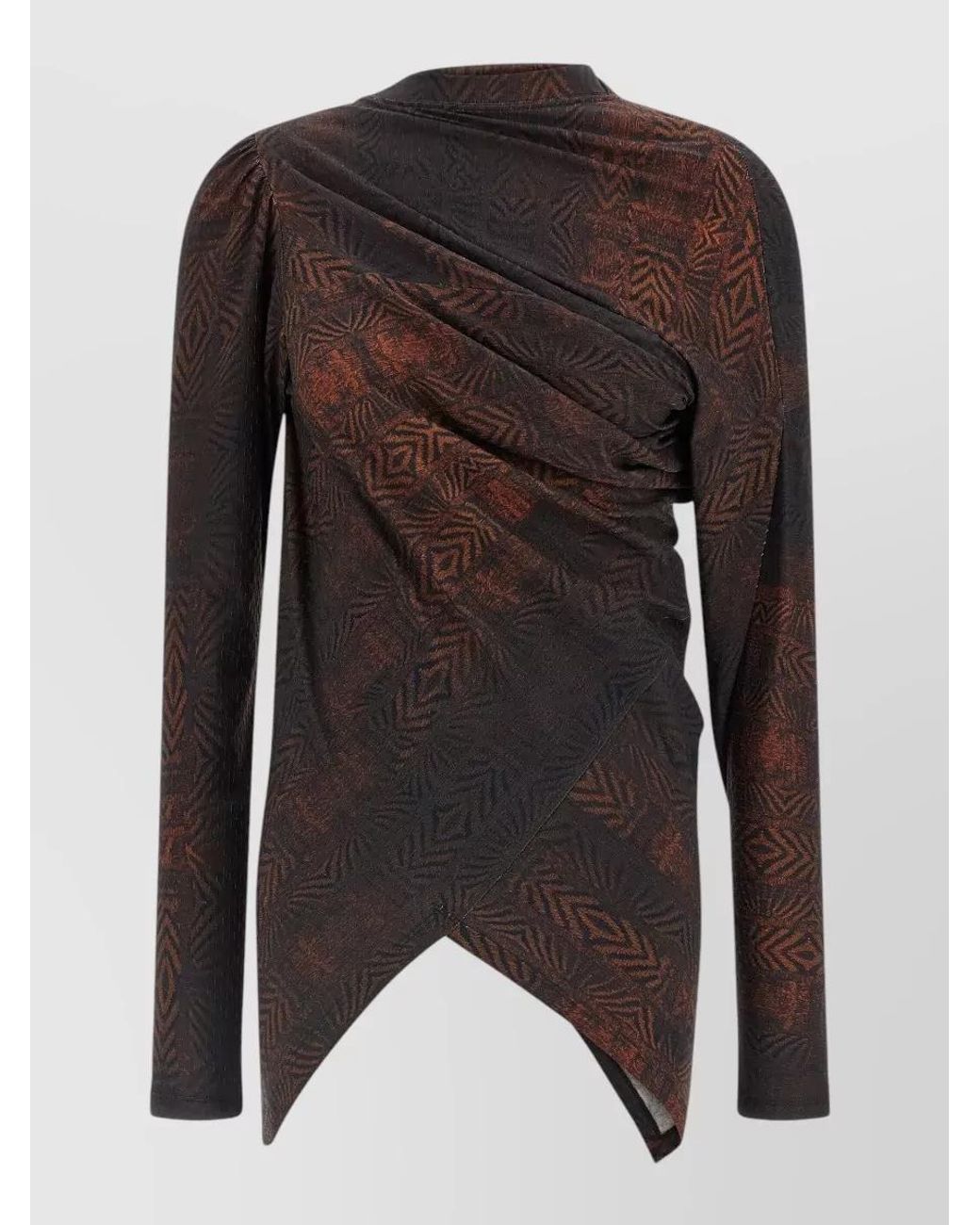 Kiko Kostadinov Black Cotton Printed Asymmetric Draped Long-Sleeve Top