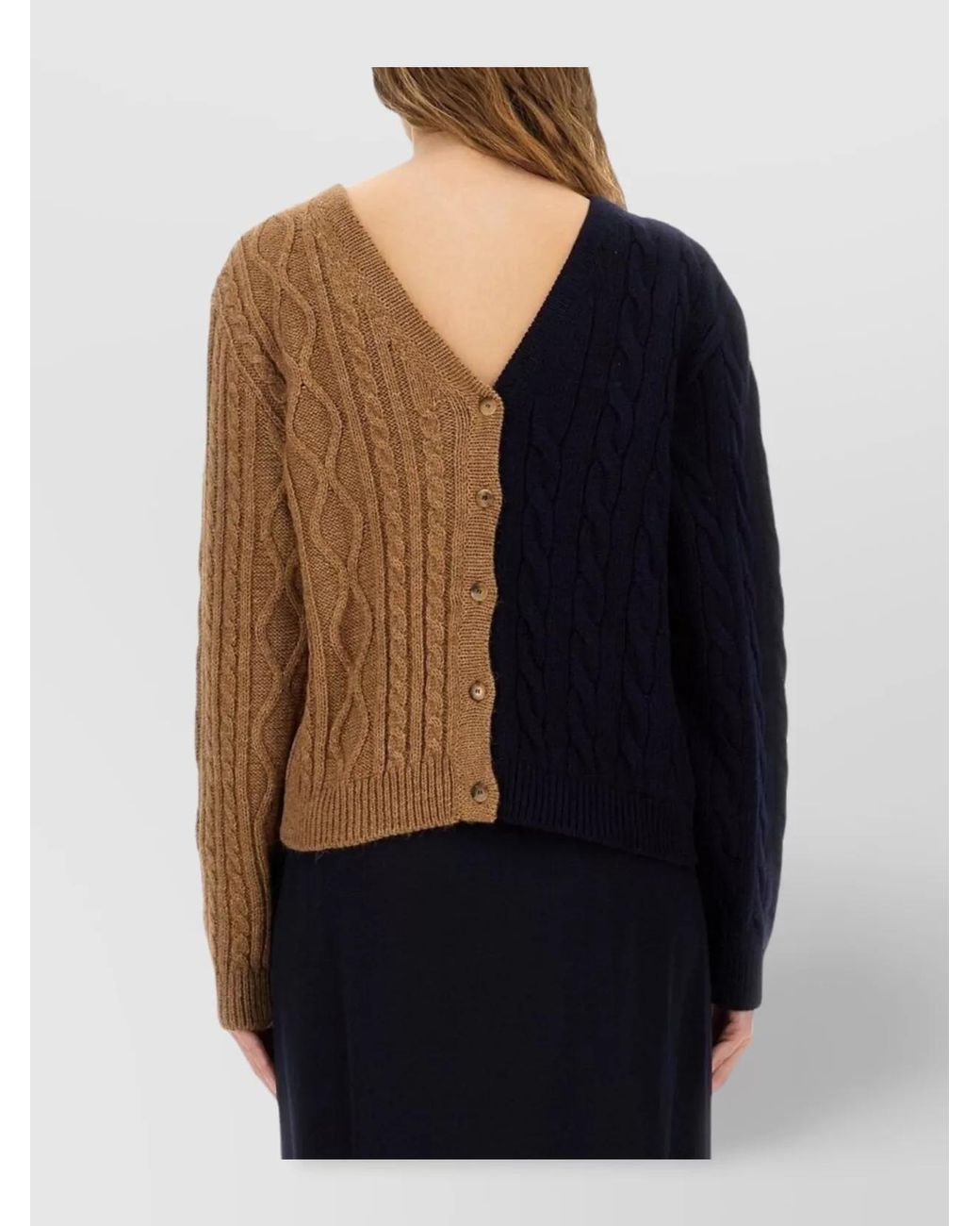 Moschino Blue Alpaca-Blend Two-Tone Cardigan