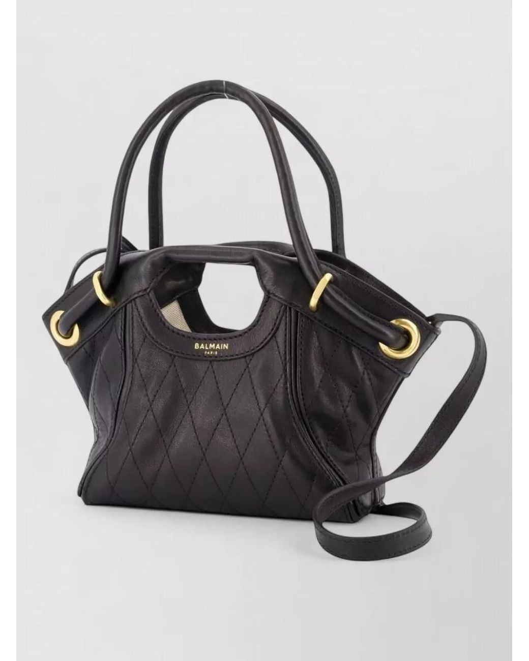 Balmain Black Small Lamb Leather Tote Bag