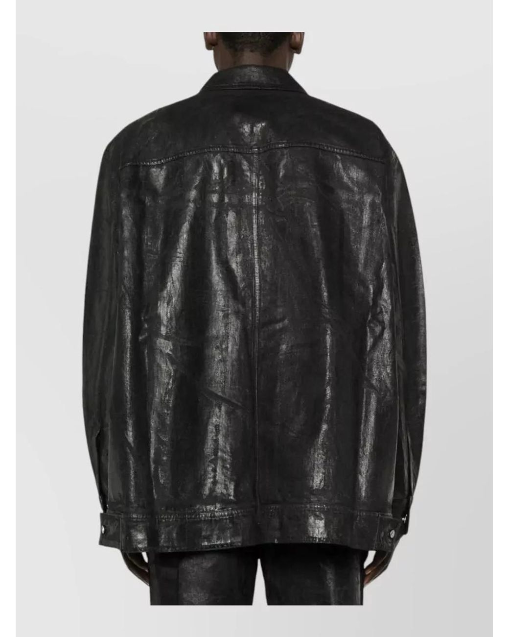 Rick Owens Black Denim Coated Long-Sleeve Jacket for men