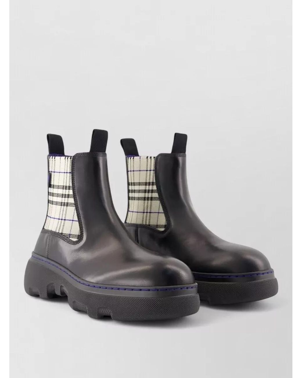 Burberry Black Leather Textured Chelsea Ankle Boots