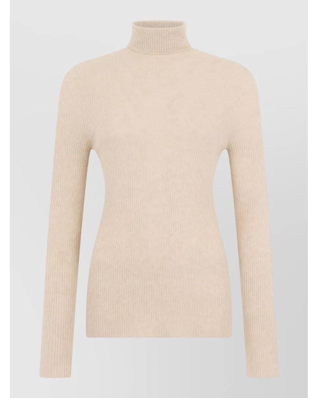 Fabiana Filippi Natural Wool Silk Cashmere Slim-Fit Turtleneck Sweater