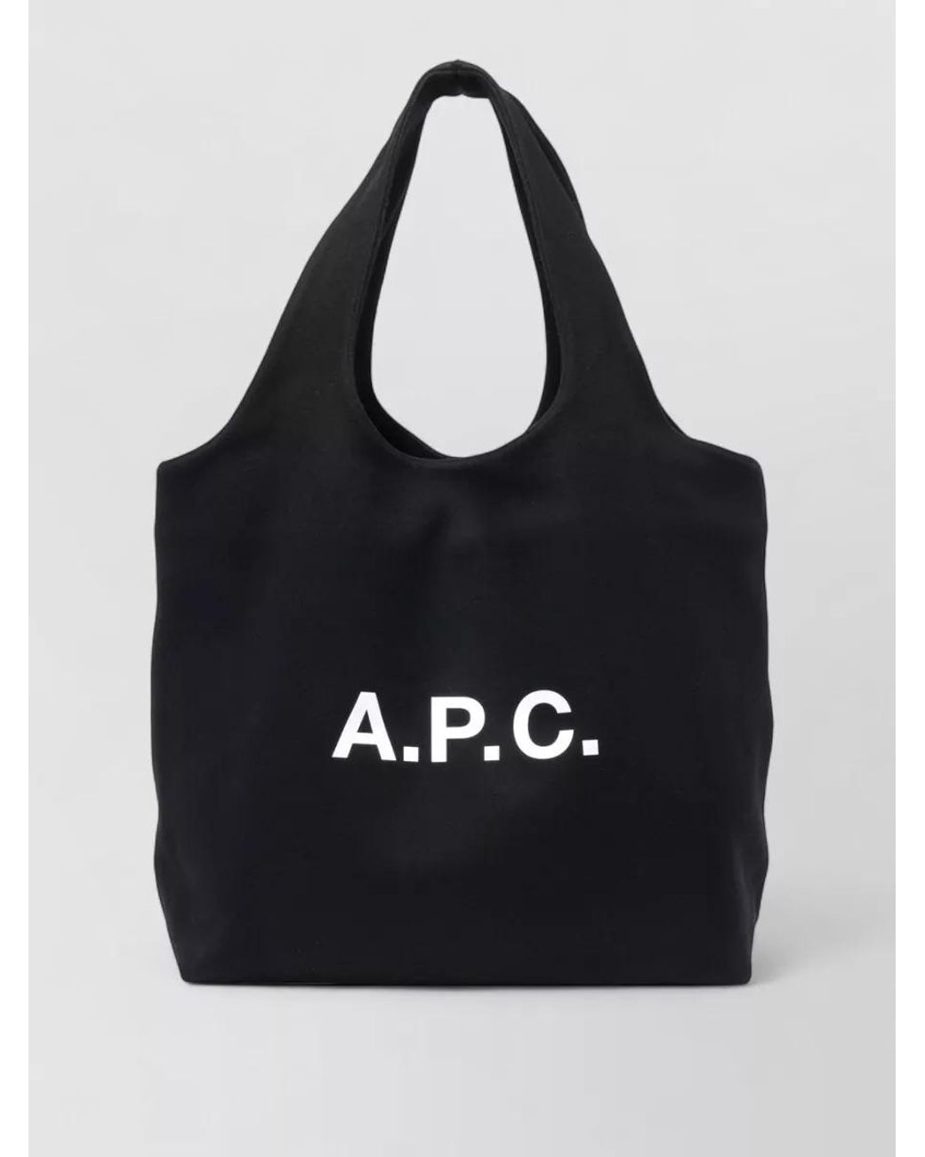 A.P.C. Black Cotton Logo Print Tote Bag for men