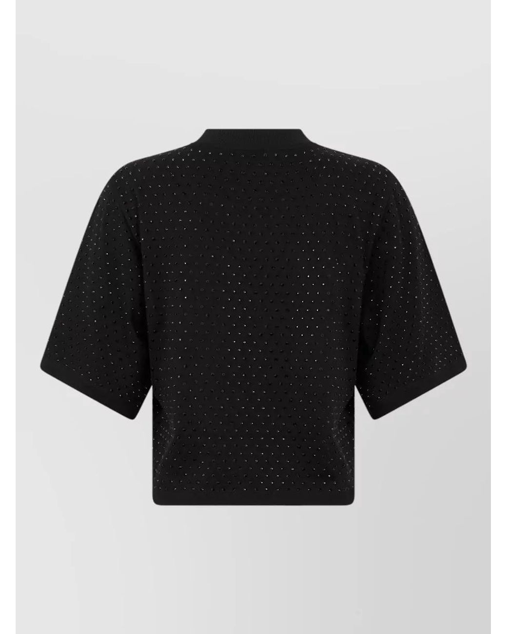 Pinko Black Cotton Rhinestone Short-Sleeve T-Shirt
