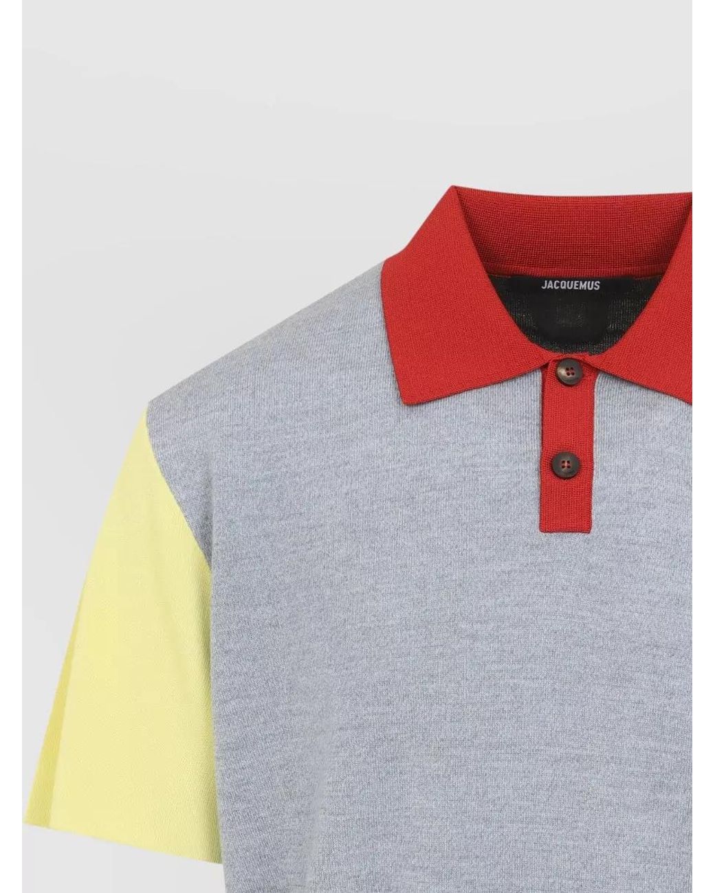 Jacquemus Blue Merino Wool Asymmetric Colour Block Polo Shirt for men