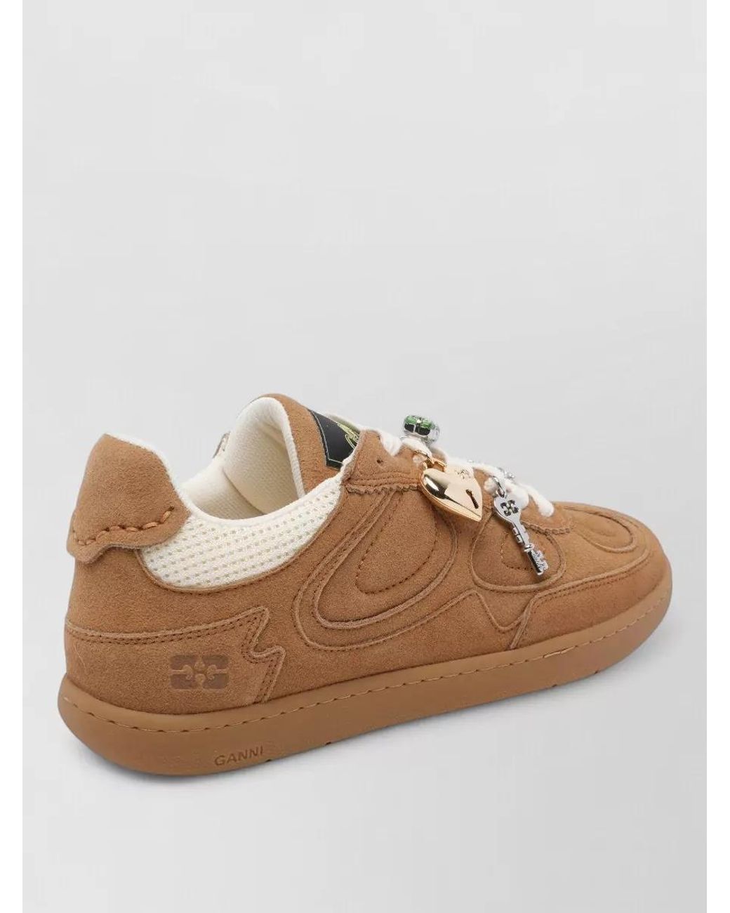 Ganni Pink Suede Leather Low-Top Sneakers