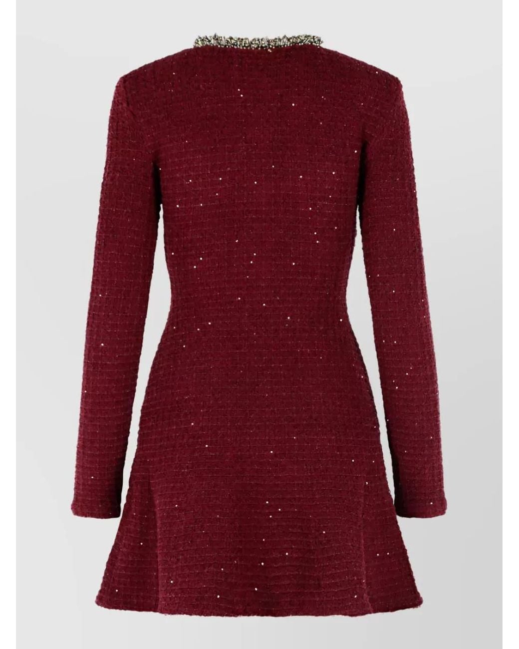 Self-Portrait Red Embellished Tweed Mini Dress
