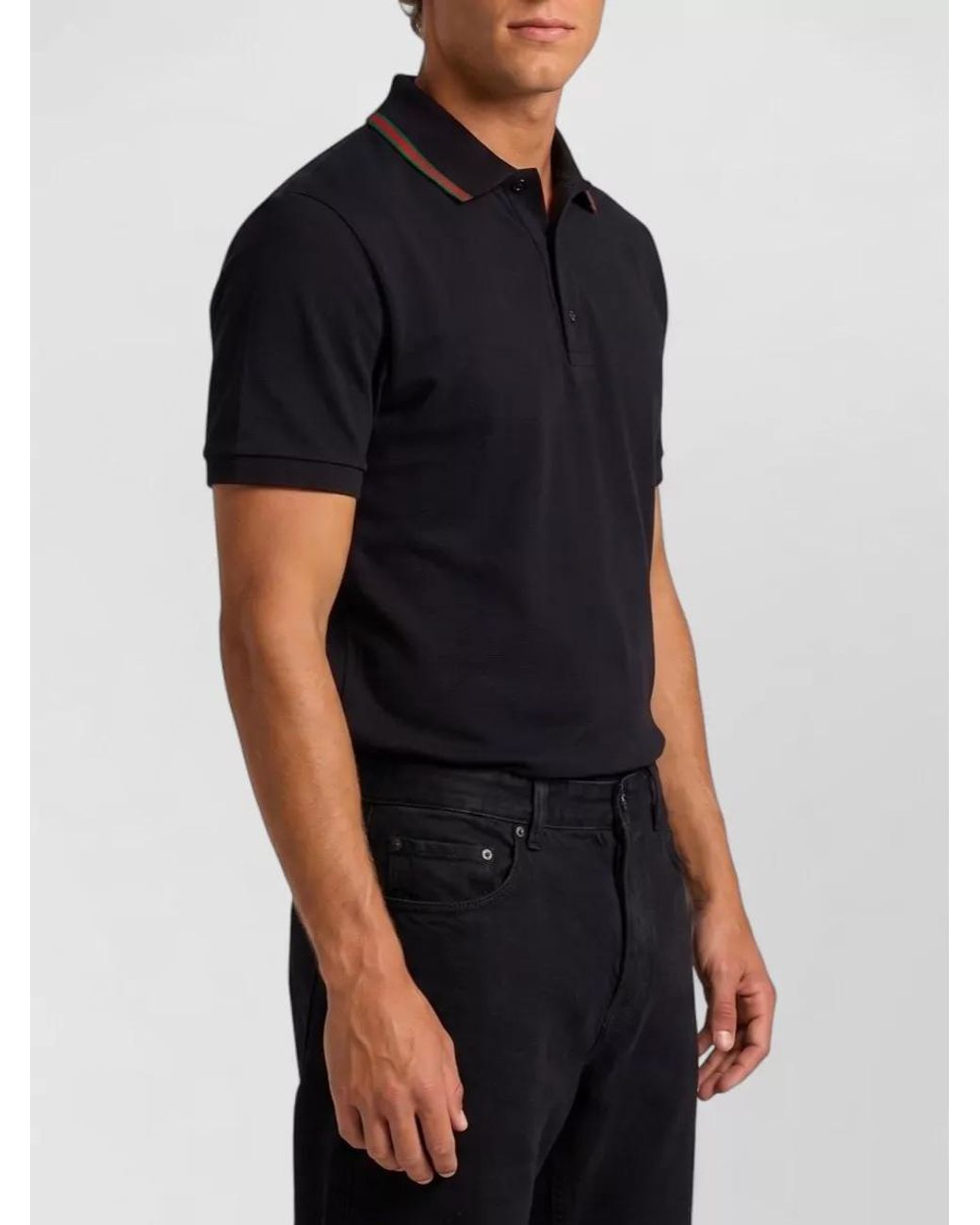 Gucci Black Shirt Collar Polo for men