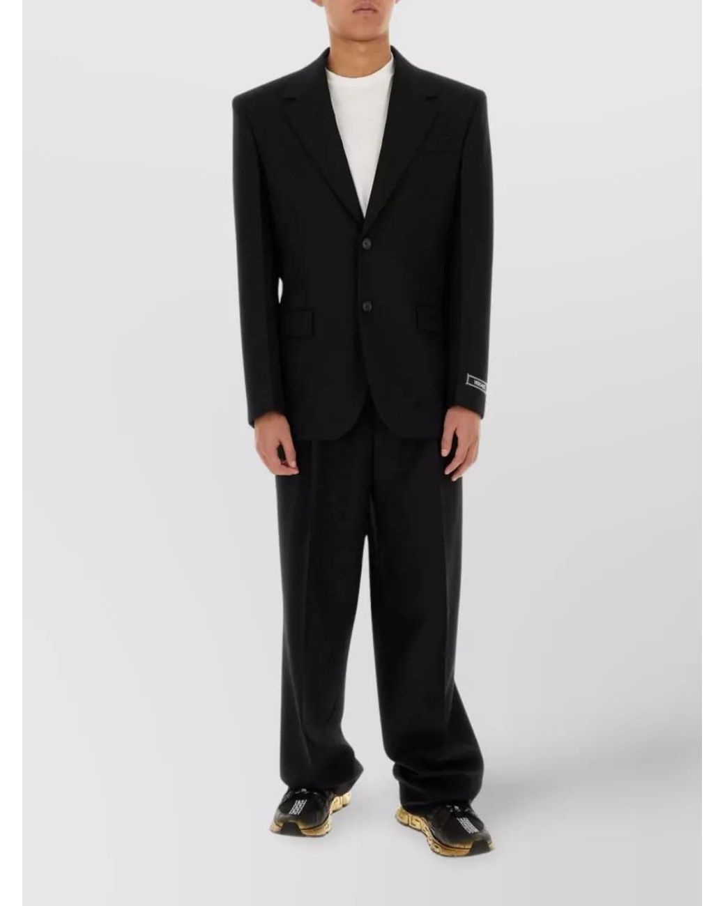 Versace Black Wide-Leg Tailored Trousers for men