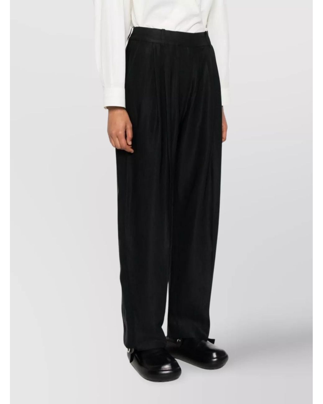 Studio Nicholson Black High-Rise Pleated Wide-Leg Trousers