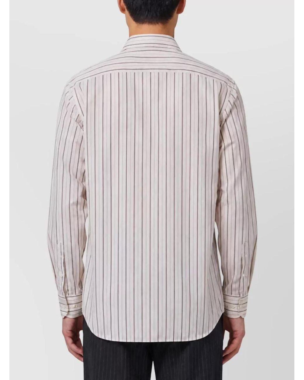 Barena White Striped Long-Sleeve Shirt for men