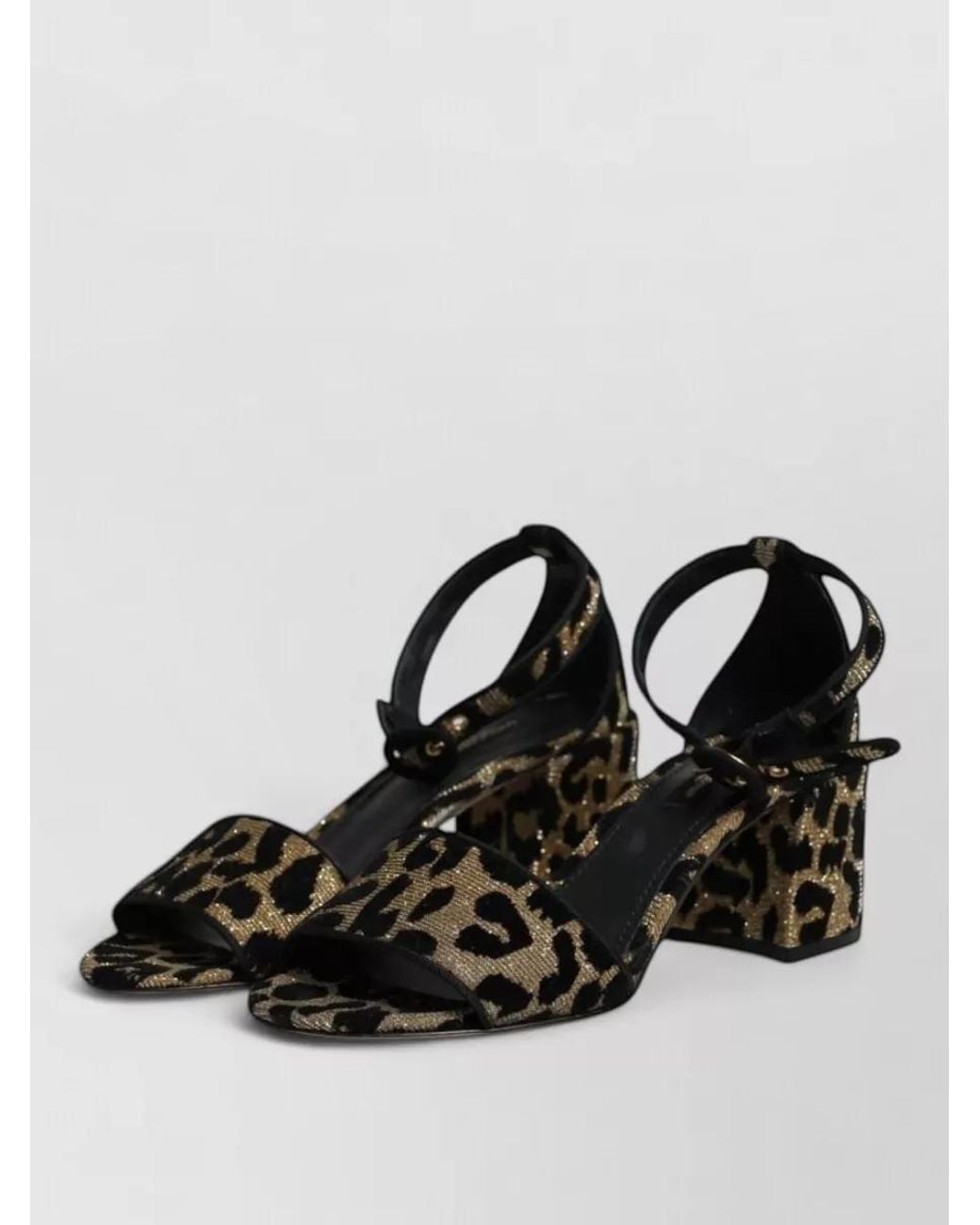 Dolce & Gabbana Black Leopard Ankle Strap Sandals