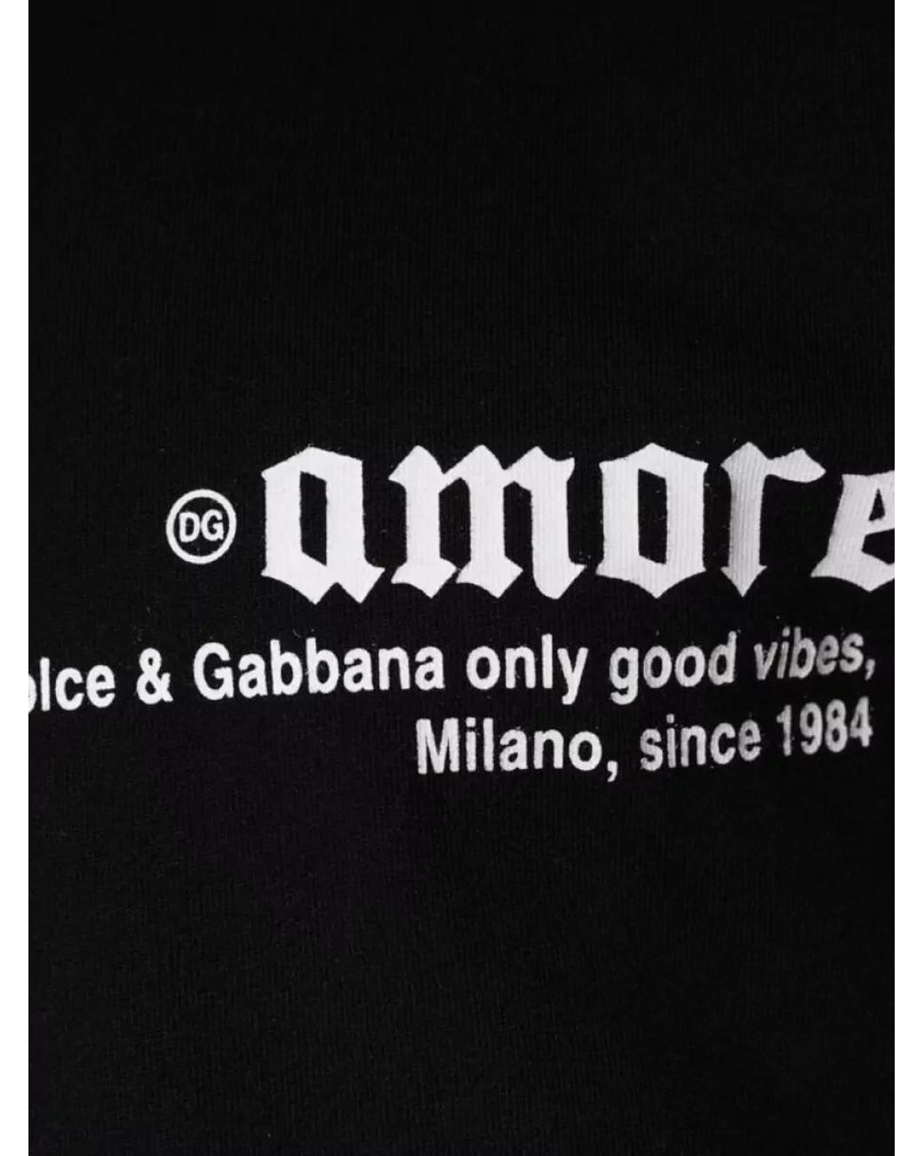 Dolce & Gabbana Black Amore Print Cotton Crew Neck T-Shirt for men