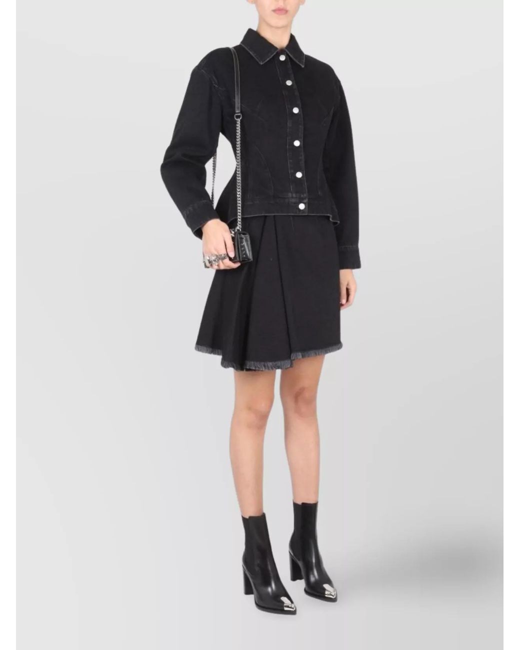 McQueen Black Denim Fitted Jacket