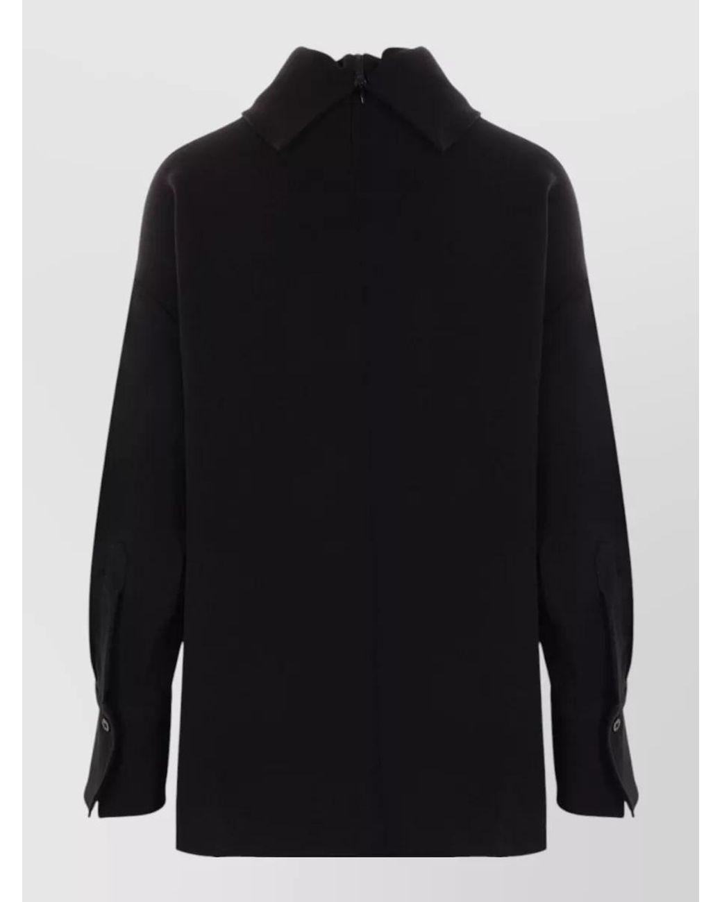 Alberto Biani Blue Crepe Cowl-Neck Long-Sleeve Top
