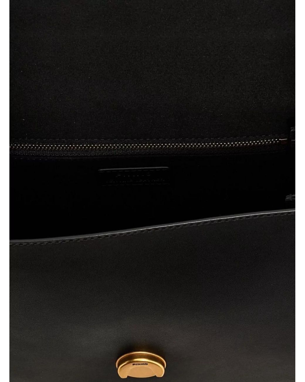 Pinko Black Love Bag One Goat Leather Crossbody Bag