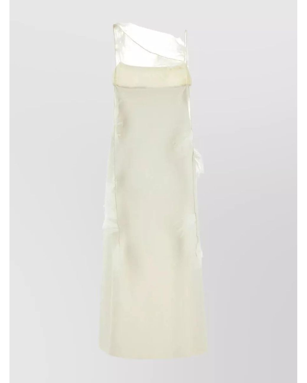 Jil Sander White Feather-Trim Midi Dress
