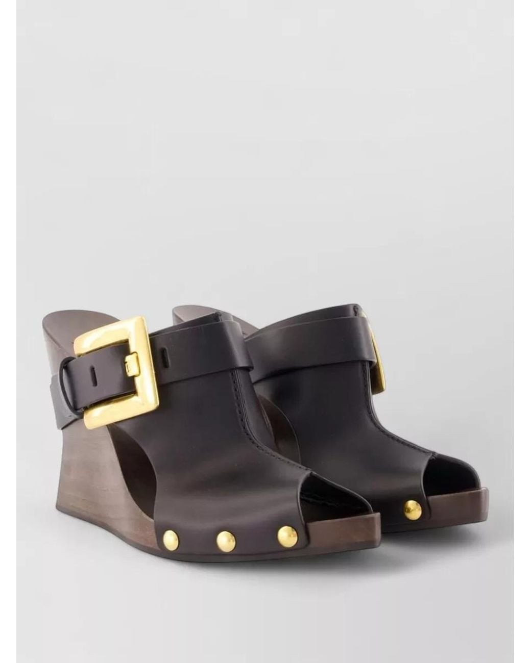 Balmain Brown Leather Mules