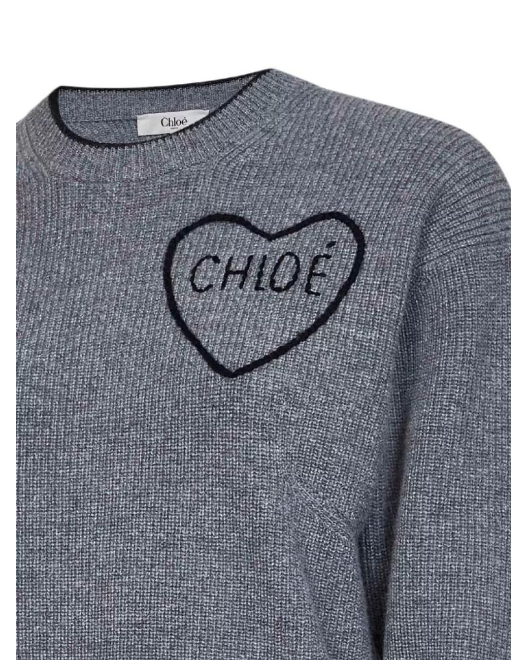 Chloé Blue Cashmere Crewneck Sweatshirt