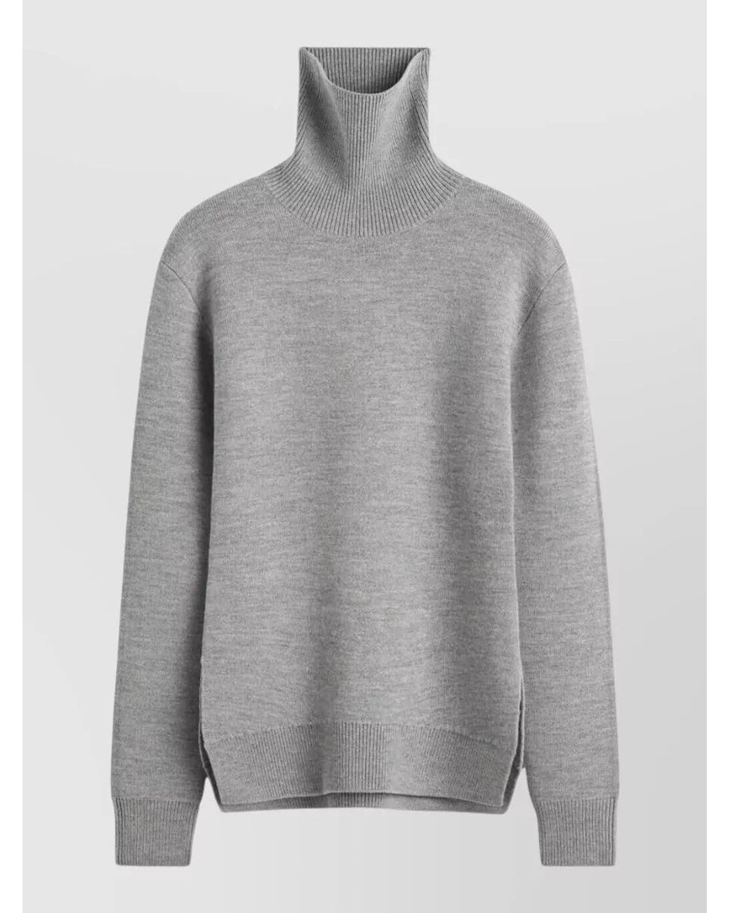 Totême Gray Wool Highneck Double Knit Sweatshirt