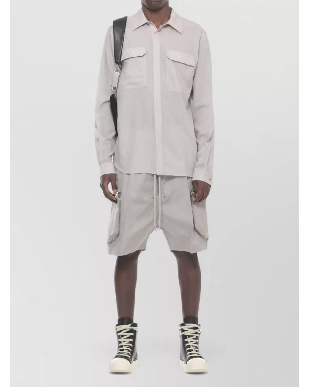 Rick Owens White Wool Long-Sleeve Shirt for men