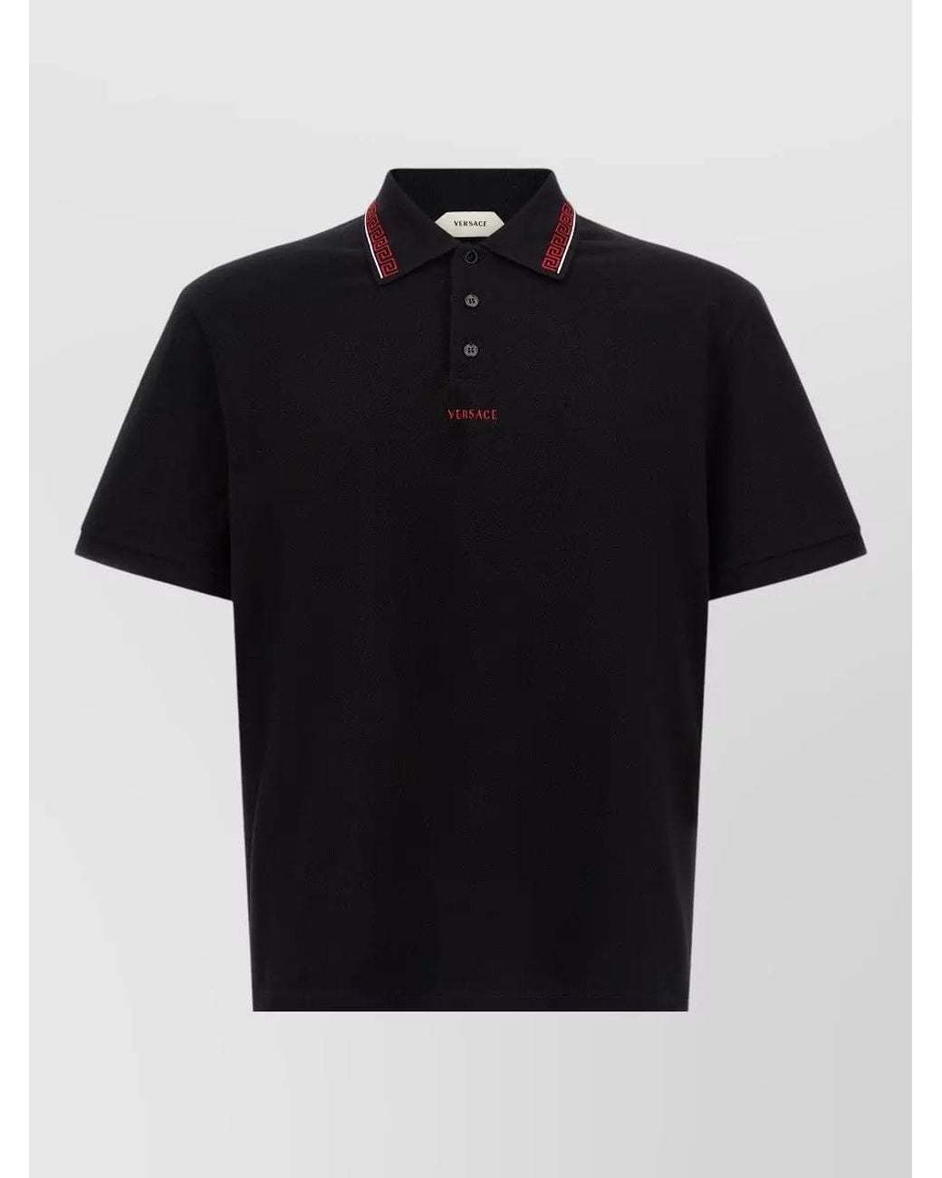 Versace Black Greca Cotton Polo Shirt for men